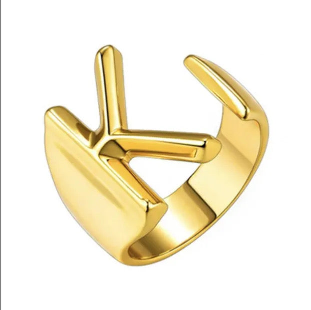 Demure English Letter Open Rings