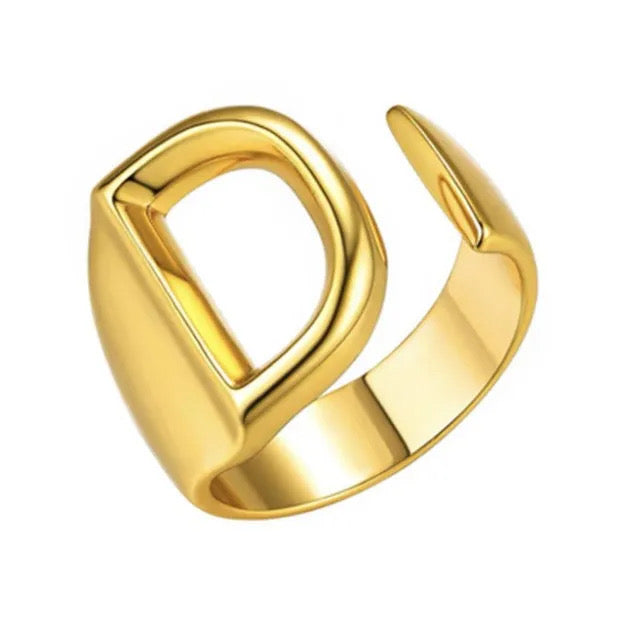 Demure English Letter Open Rings