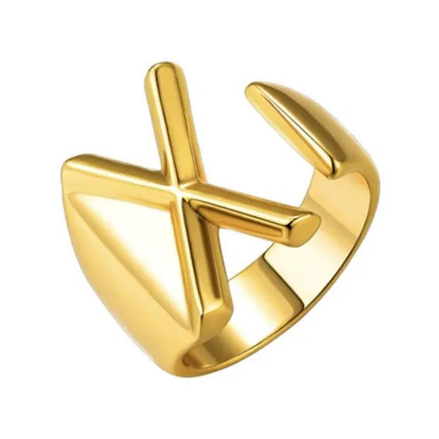 Demure English Letter Open Rings
