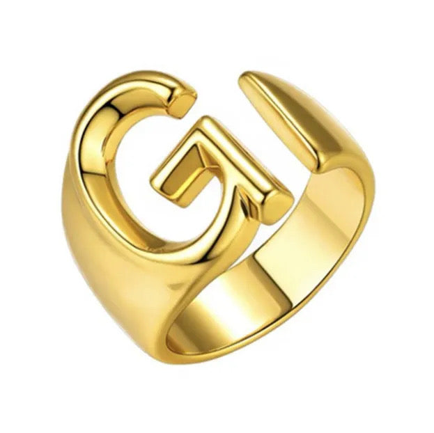 Demure English Letter Open Rings