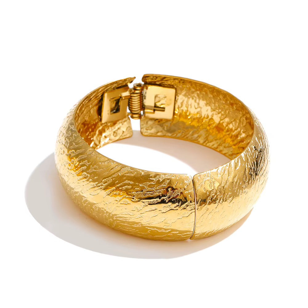 Demure Gold Textured Cuff Bracelet