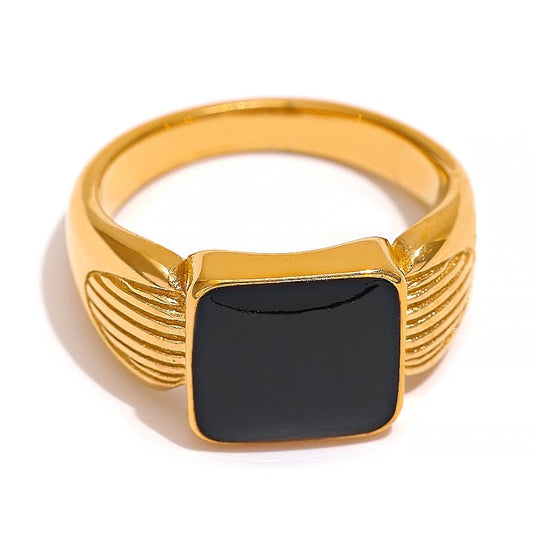 Demure Black Stone Ring