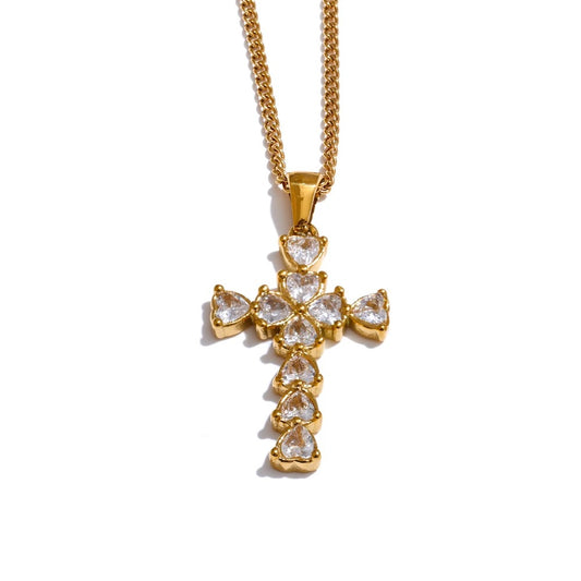 Demure Heart Cross Necklace