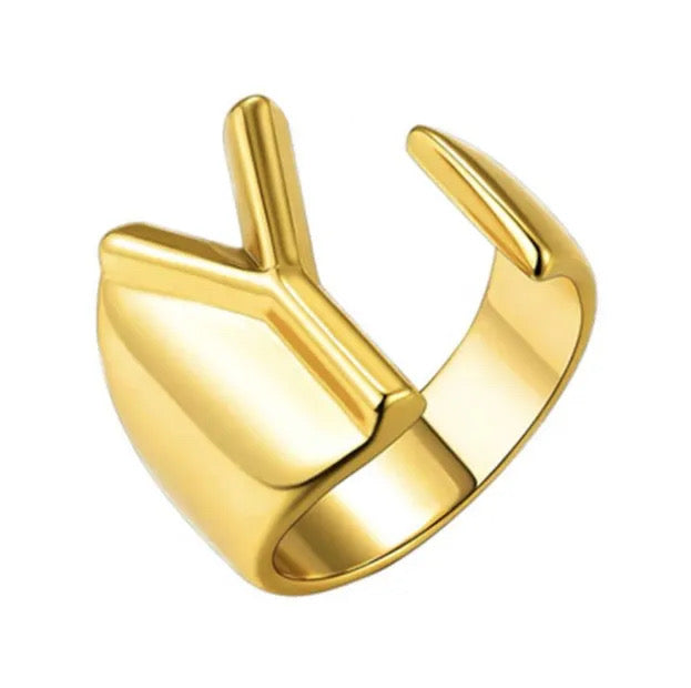 Demure English Letter Open Rings