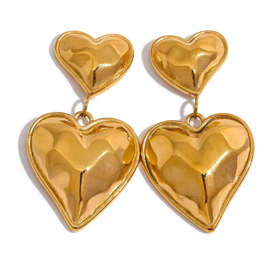 Demure Heart Gold Earrings