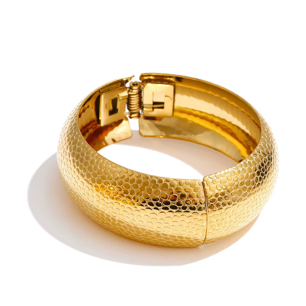 Demure Gold Textured Cuff Bracelet