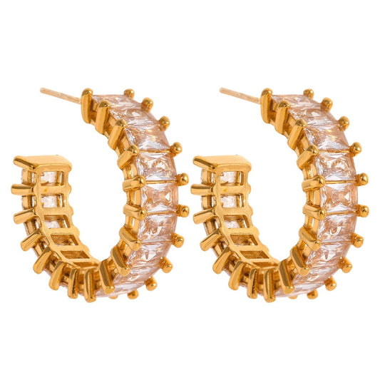 Demure Baguette Hoop Earrings