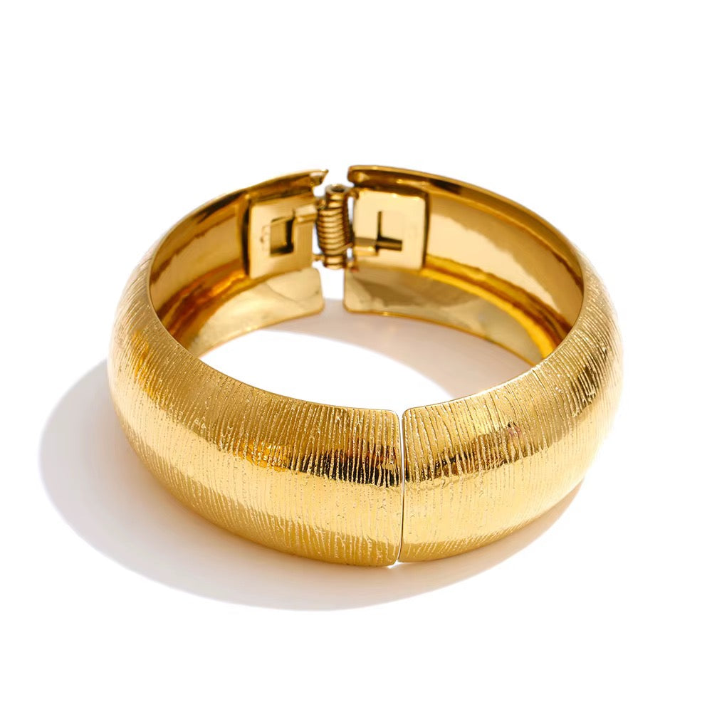 Demure Gold Textured Cuff Bracelet
